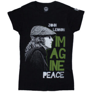 John Lennon Imagine Peace Black Ladies T-Shirt