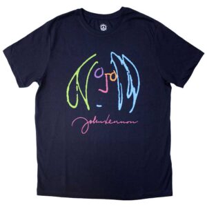 John Lennon Self Portrait Full Colour Navy Blue T-Shirt